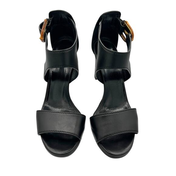 Gucci Nadege Bamboo Buckle Black Leather Heels 40 Quiet Chic